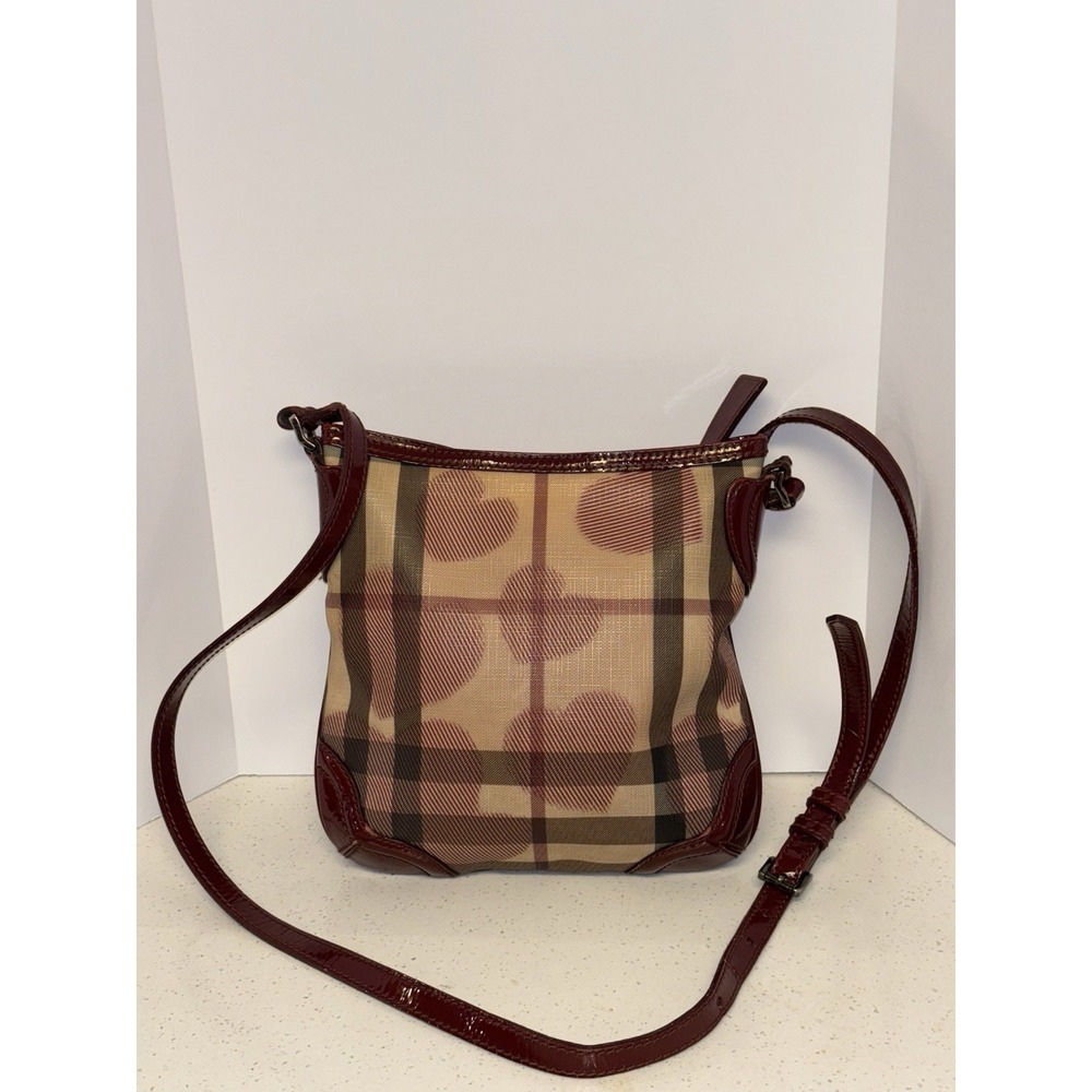 Burberry Beige/Red Supernova Check Canvas Hearts Crossbody Bag